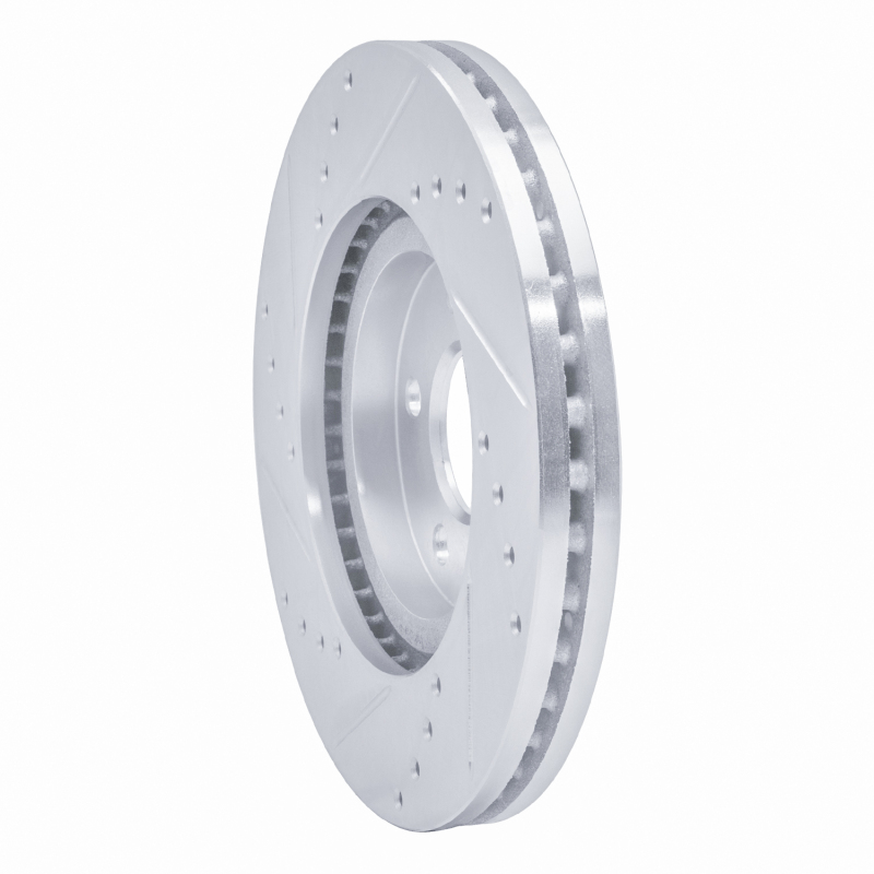 Chrysler PT Cruiser Brake Rotor (1) - Front Right - R1 Concepts - Drilled & Slotted - Silver - `03-`09